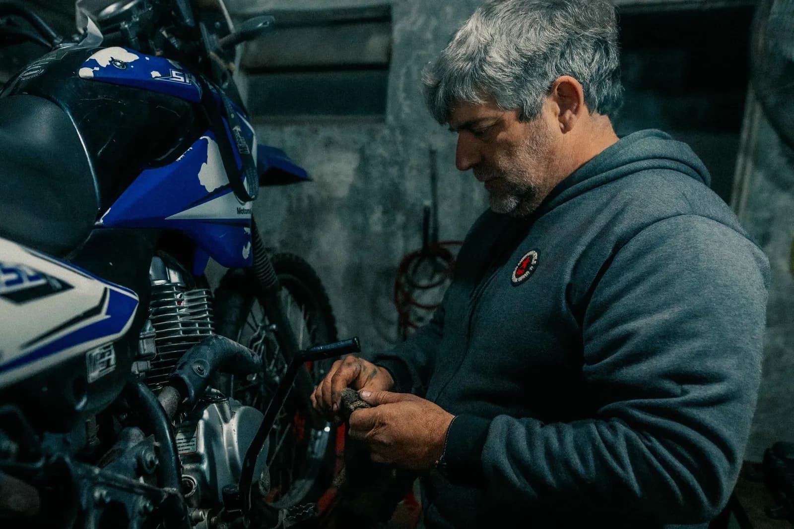 Motorcycle maintenance at the workshop