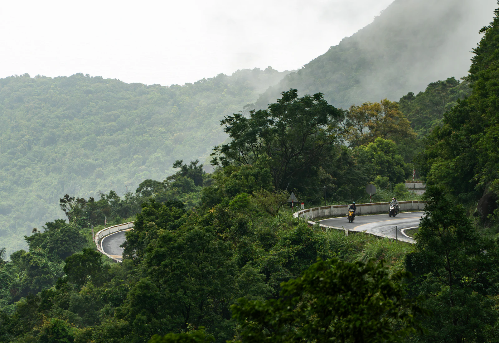 Motorcyclists on Hải Vân Pass, Vietnam