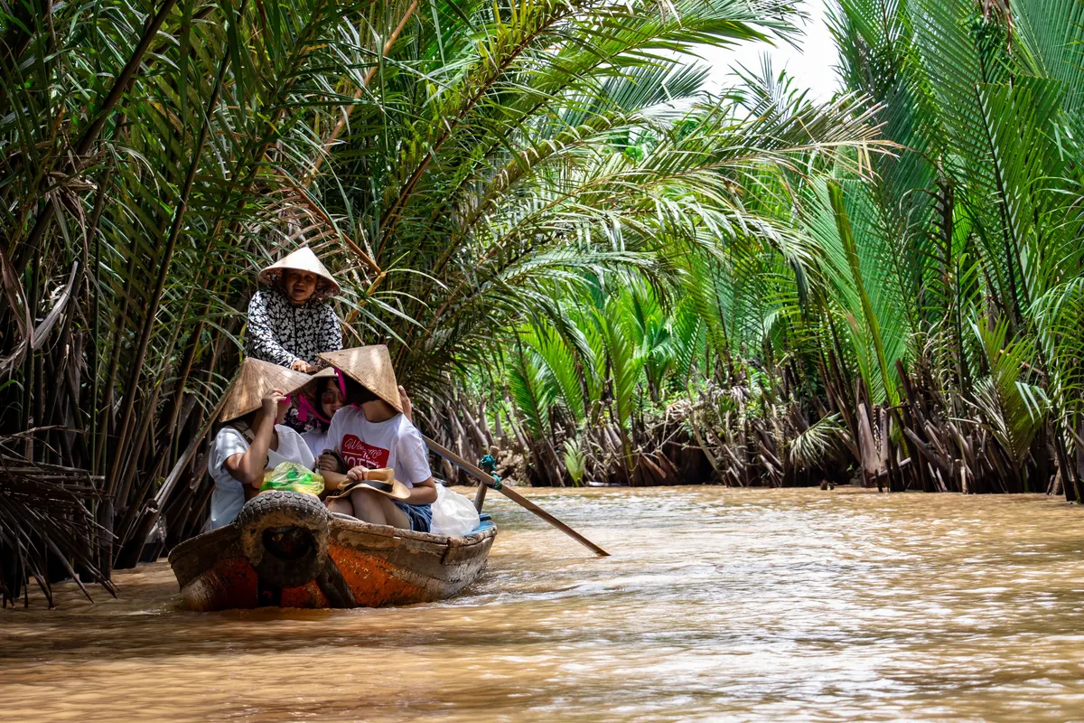 Boat on a Mekong Delta waterway